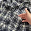 Американская винтажная клетчатая рубашка для женщин больших размеров, осенне-зимняя повседневная одежда, блузки с заниженными рукавами, модные свободные топы B2 3100 240202