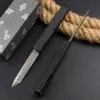 Factory Price Heretik II AUTO Tactical Knife Damascus Tanto Point Blade CNC Aviation Aluminum Handle Outdoor Camping Hiking EDC Pocket Knives with Nylon Bag