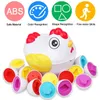 12 oeufs assortis Montessori sensoriel bébé jouets pâques poulet couleurs formes trieur apprentissage jouet éducatif pour enfants cadeaux 240131