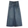 Skirts Women Spring Summer Long Denim Skirt Fashion Vintage High Waist Hip Wrap Split Design Casual Plus Size Jeans