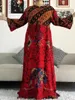エスニック衣料スタイルアフリカンダシキ長袖カジュアルドレスプリントコットンマキシ女性ドレスファッションベスティドススカーフ