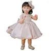 Meisje Jurken Geboren Meisjes Roze Trouwjurk Baby Doop Kant Voor Feest Gelegenheid Prom Kid Kleding 1 Jaar Verjaardag