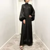 Abbigliamento etnico Moda Donna musulmana Maniche a lanterna Papillon Collo Maxi Abito da festa Dubai Abaya Ramadan Eid Caftano arabo saudita islamico