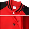 Custom Fashion Fleece Gevoerde Raglanmouwen College Team Uniform Dames Baseball Jas Voor Mannen Zwart Roze Rood Blauw Oranje 240202