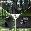 Raincoats Outdoor Military Raincoat 3 In 1 Waterproof Rain Poncho Motorcycle Cover Camping Hiking Travel Rainwear Tent Picnic Mat