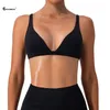 Traje de yoga Chrleisure Profundo con cuello en V Sujetador deportivo para mujer Fitness al aire libre Camiseta sin mangas con almohadilla para el pecho A prueba de golpes Hermosa espalda Ropa interior para correr