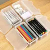 Transparent Pencil Box With Buckled Dustproof Stationery Case Waterproof Plastic Desktop Storage School Supplies