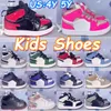 4y 5y Jumpman 1s Kids Shoes Toddler 1 High Sneakers Unc Tee Tee Pink Basketball Shoe Boys Girls Baby Digital Pink Chicago University Blue Kid Trainers