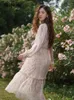Vestidos casuales MISHOW Vestido floral francés para mujeres 2024 Primavera / Verano Mangas de linterna con cuello en V A-LINE Hongo de árbol comestible MXC34L1307