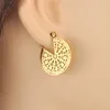 Hoopörhängen Vintage Round Hollow Geometric Chunky Gold Color rostfritt stål Struktur Etniska smycken för kvinnor E23205