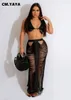 Work Dresses CM.YAYA Women Beach Sexy Ripped Out Tassel See Though Maxi Long Skirt Set And Crop Top Holiday INS Two 2 Piece Outfits 2024