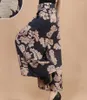 Pantalones de mujer Verano Mujer Estampado de flores Patrón de pierna ancha Vestido de lino suelto Mujer Falda casual Pantalones Capris Culottes Mujer Tamaño grande