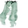 Detaljer om Vocaloid Iatsune Miku Double Green Ponytails Syntetiska cosplay peruk för kvinnor249i