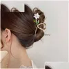 Headwear & Hair Accessories Headwear Hair Accessories 2022 New Korean Elegant Flowers Large Metal Claw Ponytail Women Butterfly Shark Dhwua