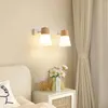 Wall Lamp Modern Wooden LED Double Head Milk White Glass Sconce For Bedroom Lving Room Study Dining Home Decor Fixture