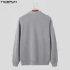 Casual Simple Style Tops INCERUN Mens Knitted Sweater Streetwear Autumn Winter Male Solid Long Sleeve Cardigan S5XL 240130