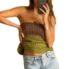 Tanks Femmes Femmes Esthétique Tricot Ajusté Crochet Tube Top Sans Manches Hors Épaule Bandeau Été Côtelé Dos Nu Chemise Courte Streetwear