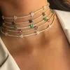 Choker Stonefans Luxury Flower Rhinestone Halsband Guldkedja för kvinnlig uttalande Färgglada tennissmycken