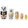 5-lagige Tier-Matroschka-Puppe, handgefertigt, russische Matroschka-Kunsthandwerk, handbemalt, niedliches Panda-Matroschka-Spielzeug, Geburtstagsgeschenk für Kinder 240125