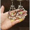 Boucles d'oreilles lustre pendantes champignon vert Olive magique debout sur la lune Prehnite Cottagecore bijoux sorcière Boho livraison directe Otye2