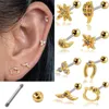 Boucles d'oreilles 1 pièce 20G en acier inoxydable, vis de perçage, clous d'oreille pour femmes, moustache en Zircon, cadeau mignon pour filles