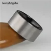 12mm Mens Thumb Rings Black Color Tungsten Carbide Wedding Band Couple Jewelry Silvery Flat Brushed Comfort Fit Size 715 240125