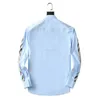 Herren-Freizeithemden Herrenhemd Luxus Slim Silk T-Shirt Langarm Casual Business-Kleidung Plaid Marke 17 Farbe M-4XL BURR81