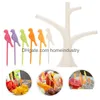 Dinnerware Sets Tree And Bird Shaped Plastic Tootick Fruit Fork Drop Delivery Dhk8F