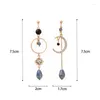 Dangle Earrings 2024 Sweet Crytal Geometric Circular Drop For Women Long Asymmetric Moon Fashion Wedding Jewelry Blue