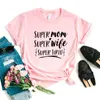 Women's T Shirts Super Mom Wife Tired Women Tshirts Casual Funny Shirt For Lady Top Tee Hipster 6 Color Drop Ship NA-788