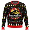 Hoodies masculinos papai noel camisola feio jurassic park roupas de rua presente de natal 3d moletom clone ética outono e inverno