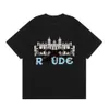 Mode casual paars klassiek Rhodes Casino HD Castle Print Los dubbel katoenen T-shirt, heren en dames,