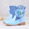 Buty 2024 Princess Girls High Winter Children's ciepła miękka urocza moda marki nad kolanem dla dzieci buty śnieżne