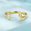 Cluster Rings WOSTU 925 Sterling Silver 18K Gold Plate Adjustable Stackable Engagement Zircon Open Snake Ring Star Anillo Airplane Anel