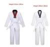 Костюмы TKD, белая униформа для тхэквондо, WTF, каратэ, дзюдо, добок, одежда для детей и взрослых, унисекс, униформа с длинными рукавами, 240122
