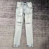 Homem jeans jeans roxo jeans magros rasgados motociclista magro em linha reta calças magras pilha jeans moda tendência marca vintage pant eua