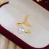 웨딩 반지 패션 피쉬 테일 진주 반지 여성 18K 도금 금 스테인레스 스틸 오픈 약혼 항목