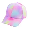 Casquettes de baseball colorées et mignonnes pour enfants de 2 à 8 ans, garçons et filles, chapeaux brillants à rayures arc-en-ciel, motif de cœur d'amour