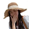 Wide Brim Hats 2024 Straw Hat Beach Weaving High Quality Women's Summer Versatile Fashion Sun Sunscreen Elegant Spring And YC148