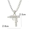 Hanger Kettingen Modellen Hip Hop UZI Kolye GUN Vorm Ketting Goud/Zilver Kleur Leger Stijl Mannelijke Ketting Mannen Sieraden