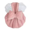 Vêtements pour chiens Petite robe de princesse Pet Bowknot Jupe Automne Hiver Pull doux Chat Mode Manteau chaud Chiot Harnais Chihuahua Yorkshire