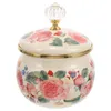 Ensembles de vaisselle Boîte en émail Décoratif Motif de fleurs Pot de stockage Bonbons Cookie avec couvercle Conteneur de sirop