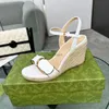 Ontwerpers Wig Sandalen Vrouwen Platform Espadrille Zwart Lederen Hoge Hakken Sandaal Zomer Strand Sexy Bruiloft Schoenen 35-42 1.25 03