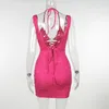 Abiti casual Townlike Slim Bandage Bodycon Dress Donna Halter Spaghetti Strap 2024 Summer Nightclub Backless Sexy Party