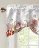 Cortina vida marinha seahorse coral verão janela curta ajustável amarrar valance para sala de estar cozinha cortinas