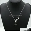 Hänghalsband hel-n606 personlighet infinity cross lariat sier pläterade europeiska krage halsband tro halsband240t drop delive dhtpz