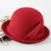 2023 Ladies Winter Bucket Hat Mother Outdoors 100 Australia Wool Hat Women Chic Cloche Hats Dobra jakość Elegancka Fedora 240126