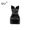 Casual Dresses Qili Sexig axelbandslös strass Midi White Black Sleeveless Backless Dress Party Club