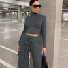 Women's Two Piece Pants Yoga Sports Solid Color Spring/Summer Spicy Girl Women Fashion Long Sleeve Shaping Casual Set