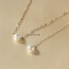 Other Jewelry Sets DoreenBeads Acrylic Back Necklace Wedding Beach Summer Body Jewelry Gold Color Round White Imitation Pearl 71cm long 1PC YQ240204